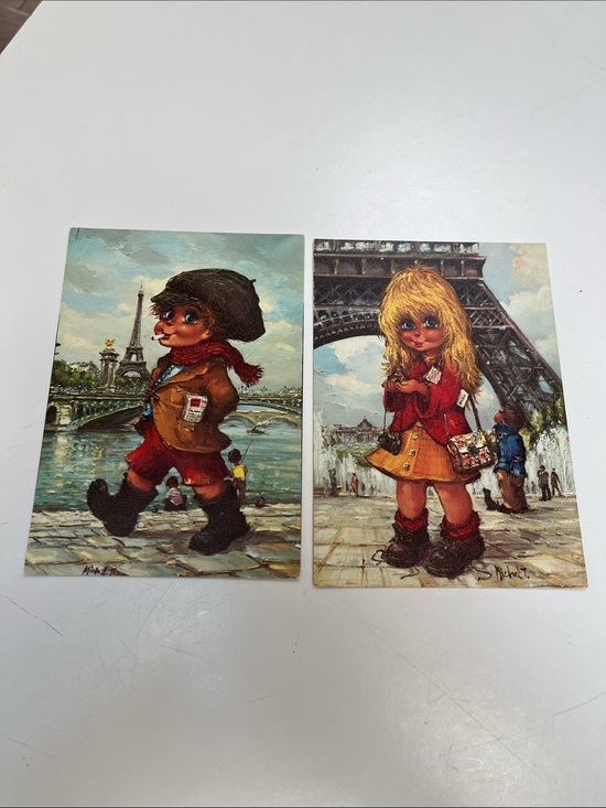 Other - VTG 1972 Michel Thomas Lot of 2 Big Eyes Postcard   Printed in France 6x4"
